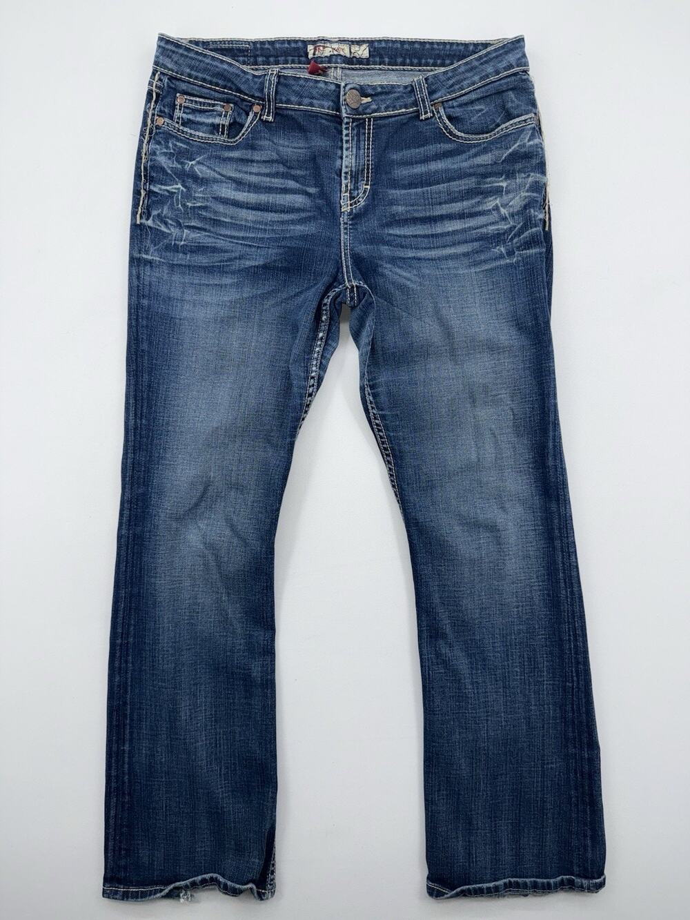 BKE Buckle Jeans Womens 34x31 Blue Madison Faded Low Rise Stretch Straight Leg